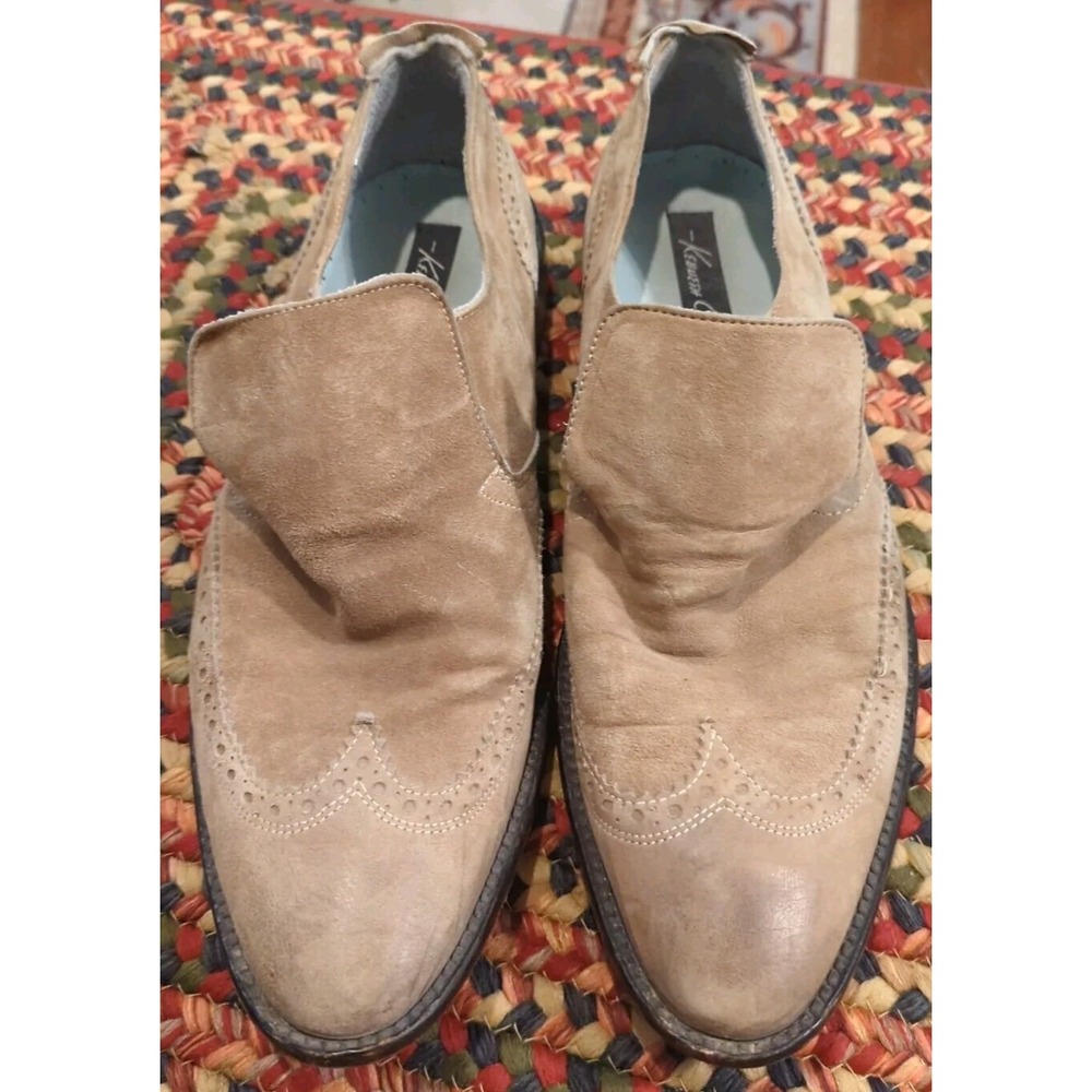 Kenneth Cole REACTION Slip On Oxford Dress Shoes Taupe Men's 12 Suede Italy‎